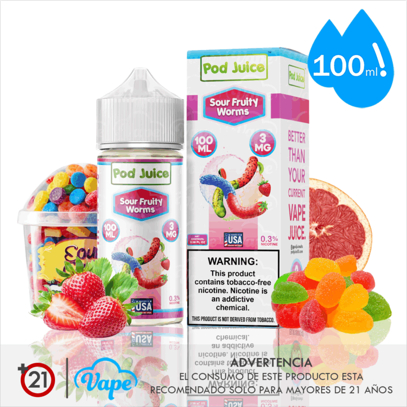 Pod Juice – Sour Fruity Worms 100ml
