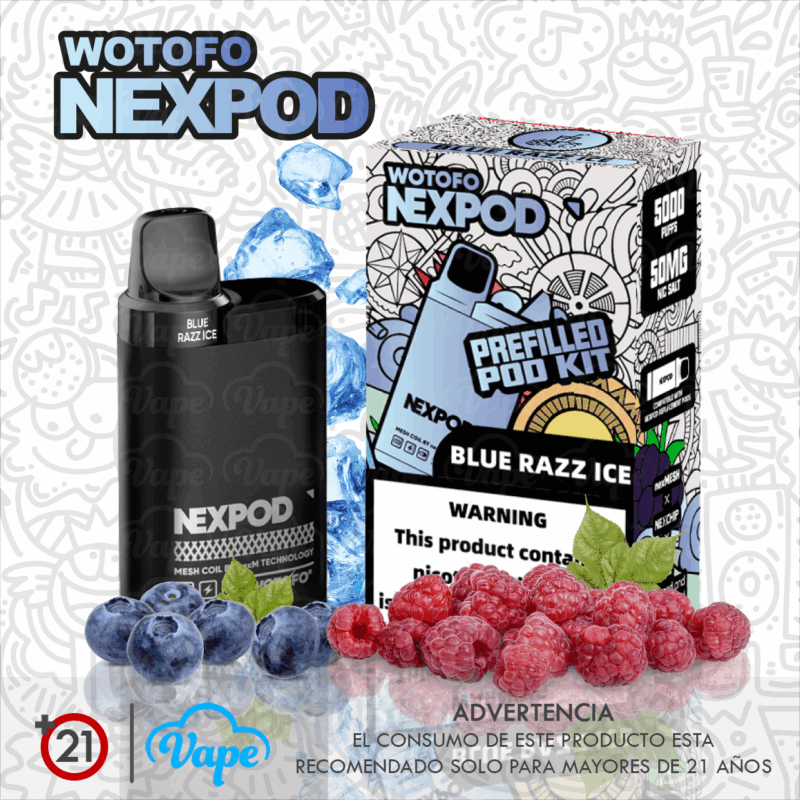 nexPOD Kit Blue Razz Ice 5.0%