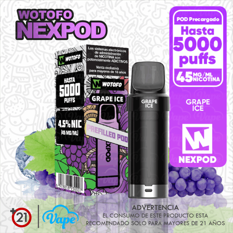 Cartucho nexPOD – Grape Ice 10ml 5.0%